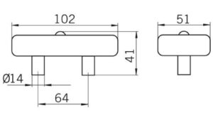 Moebelgriff-Langgoens-bunt-Holz-laenge-104-551580-technische-zeichnung Griff Langgöns Holz bunt - 104 mm lang vor weißem Hintergrund