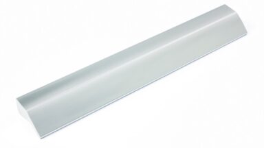 Griff Laubach Kunststoff Metallfolieneffekt - silber glänzend - 140 mm lang  vor weißem Hintergrund