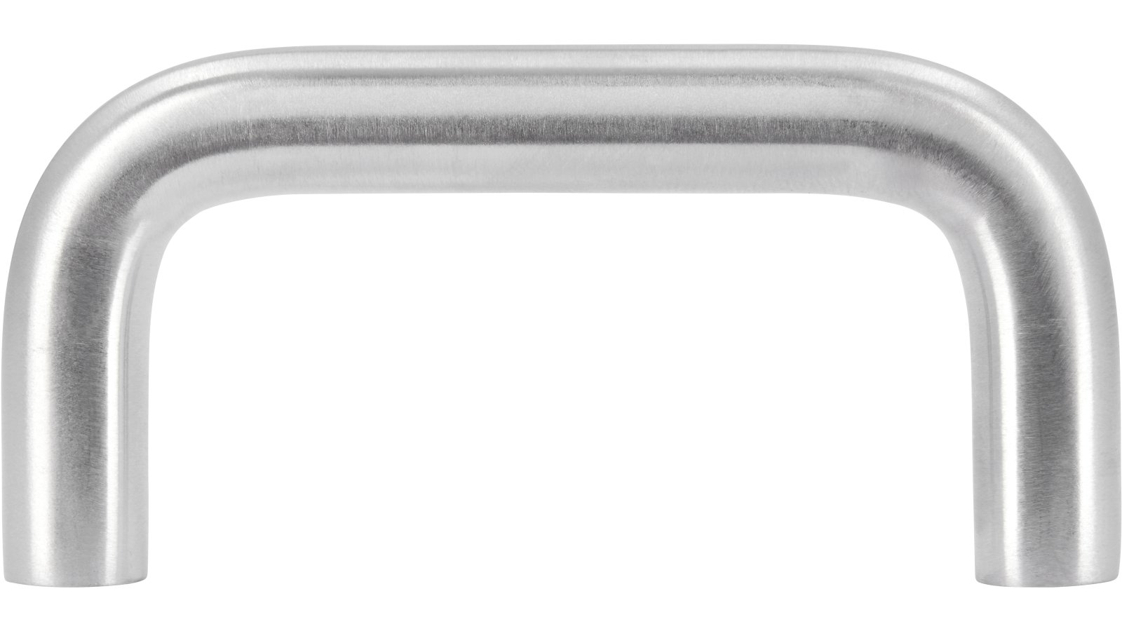 Griff Lemgo Edelstahl fein geschliffen - 74 mm lang  vor weißem Hintergrund