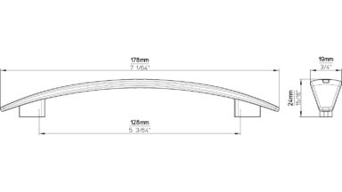 Griff Lengerich Druckguss chrom glänzend - 177 mm lang  vor weißem Hintergrund