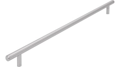 Griff Lohne Edelstahl fein geschliffen - 376 mm lang  vor weißem Hintergrund