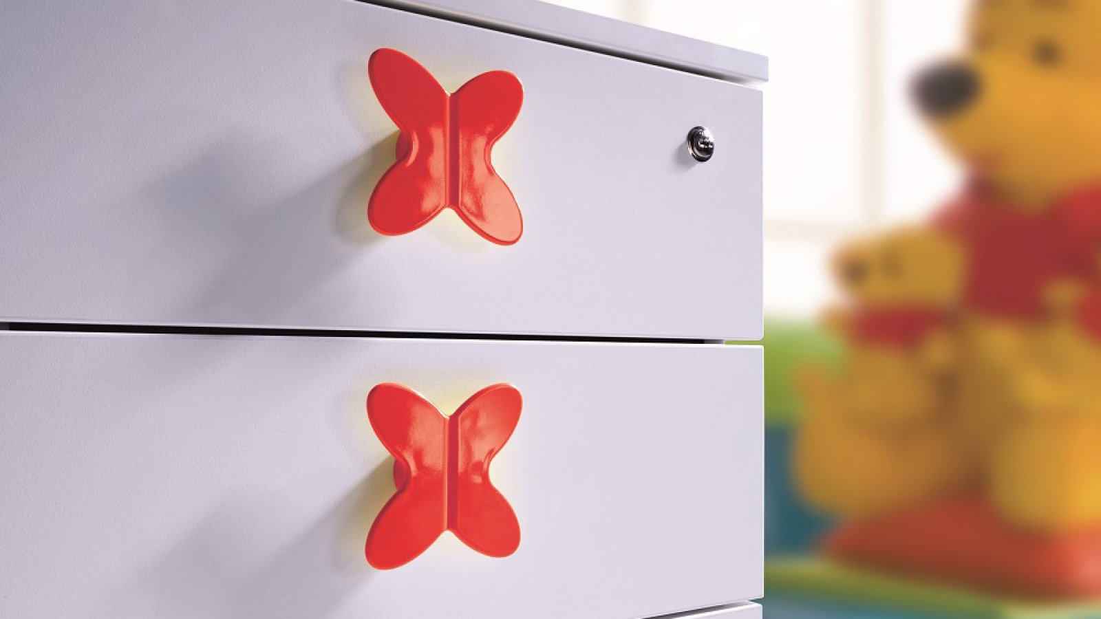 Griff Lollar Kunststoff glasiert - rot - 86 mm lang  vor weißem Hintergrund