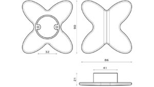 Griff Lollar Kunststoff glasiert - rot - 86 mm lang  vor weißem Hintergrund
