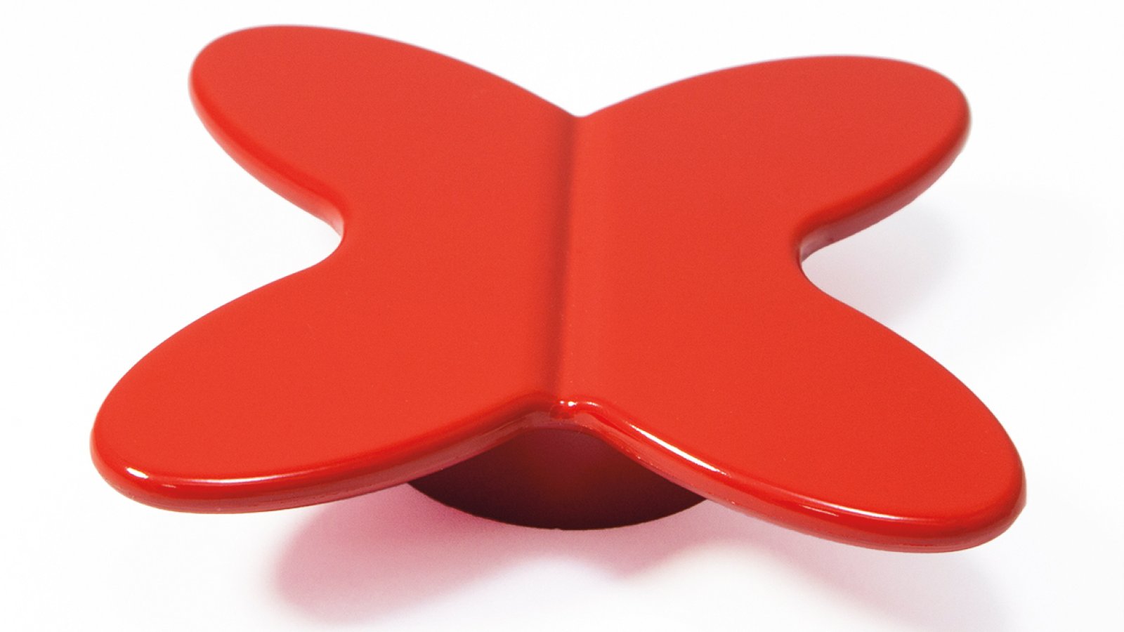 Griff Lollar Kunststoff glasiert - rot - 86 mm lang  vor weißem Hintergrund