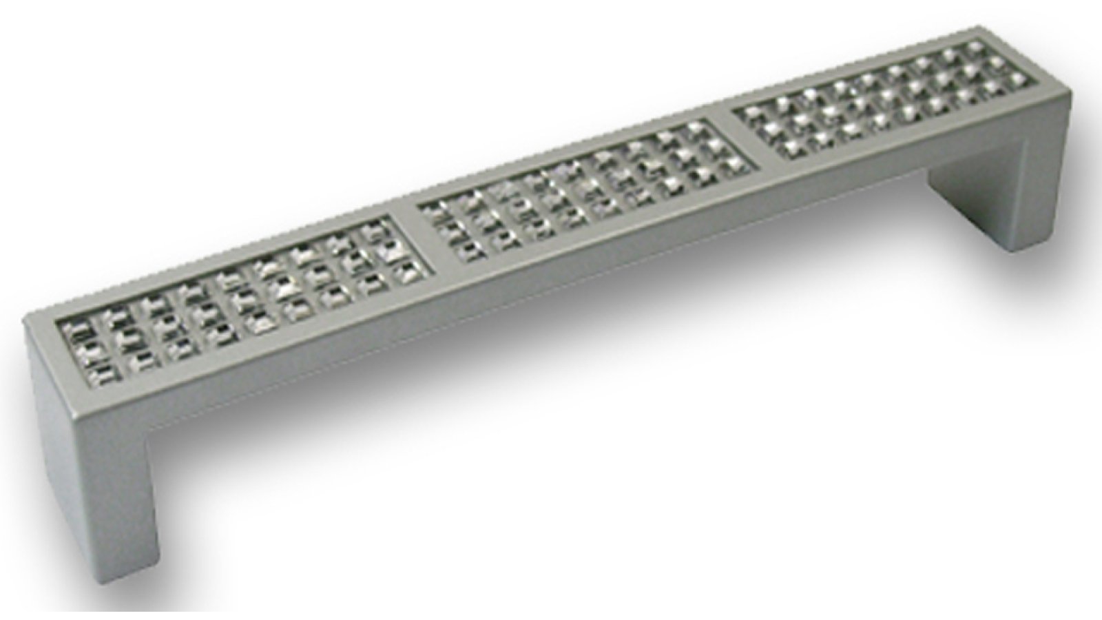 Griff Loxstedt Druckguss alufarbig pulverbeschichtet swarovski® kristalle - 136 mm lang  vor weißem Hintergrund