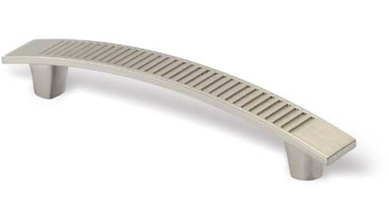 Griff Ludwigsfelde Druckguss matt vernickelt - 120 mm lang  vor weißem Hintergrund