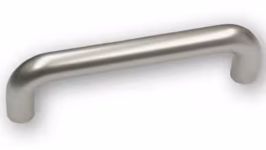 Griff Ludwigshafen Kunststoff nickel - 108 mm lang vor weißem Hintergrund