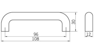 Griff Ludwigshafen Kunststoff Vollmaterial - weiß - 108 mm lang  vor weißem Hintergrund