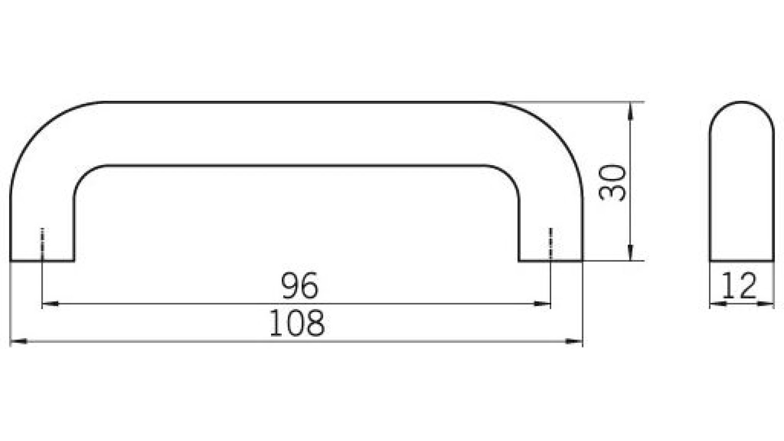 Griff Ludwigshafen Kunststoff Vollmaterial - weiß - 108 mm lang  vor weißem Hintergrund