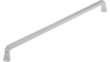 Griff Marktheidenfeld Druckguss chrom glänzend - 331 mm lang vor weißem Hintergrund