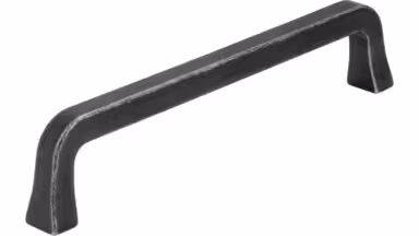 Griff Marktheidenfeld Druckguss eisenfarbig getrommelt matt - 139 mm lang vor weißem Hintergrund