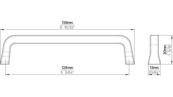 Griff Marktheidenfeld Druckguss eisenfarbig getrommelt matt - 139 mm lang  vor weißem Hintergrund