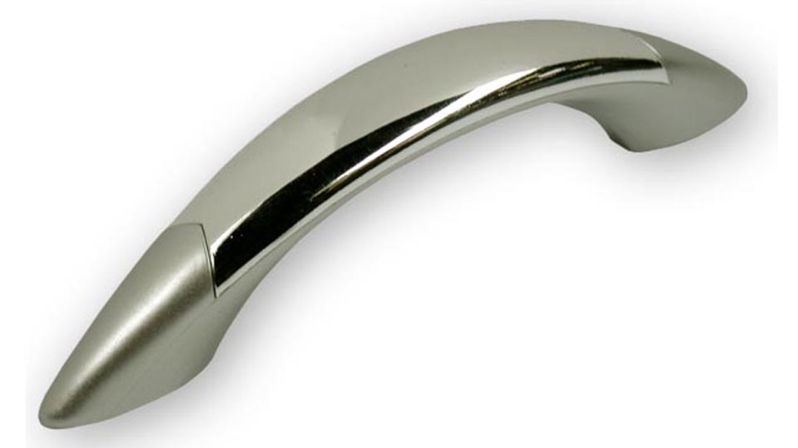 Griff Marpingen Kunststoff metallisiert - chrom, Kunststoff metallisiert - chrom glänzend - 124 mm lang  vor weißem Hintergrund