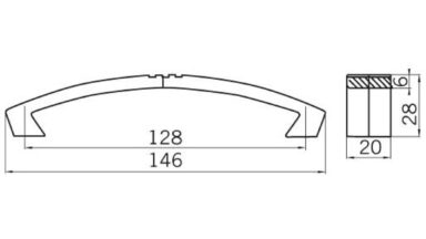 Griff Marsberg Aluminium silber natur matt - 146 mm lang  vor weißem Hintergrund