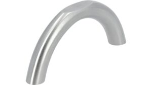 Griff Memmingen Edelstahl fein geschliffen - 74 mm lang vor weißem Hintergrund