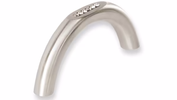 Griff Memmingen Edelstahl fein geschliffen swarovski® kristalle - 74 mm lang vor weißem Hintergrund