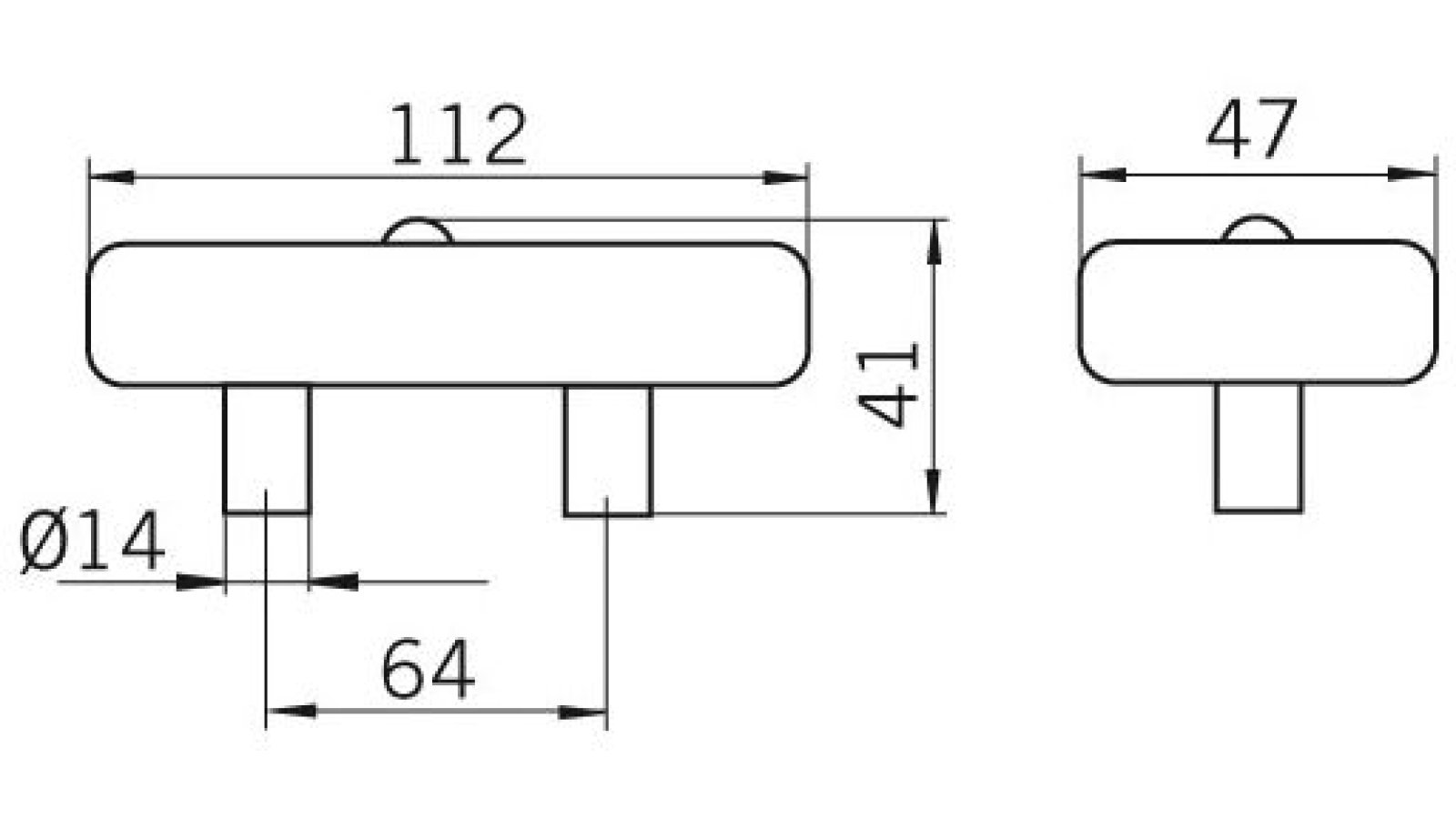 Moebelgriff-Mering-bunt-Holz-laenge-107-550636-technische-zeichnung Griff Mering Holz bunt - 107 mm lang vor weißem Hintergrund