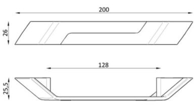 Griff Merzenich Kunststoff metallisiert - kupfer - 200 mm lang  vor weißem Hintergrund