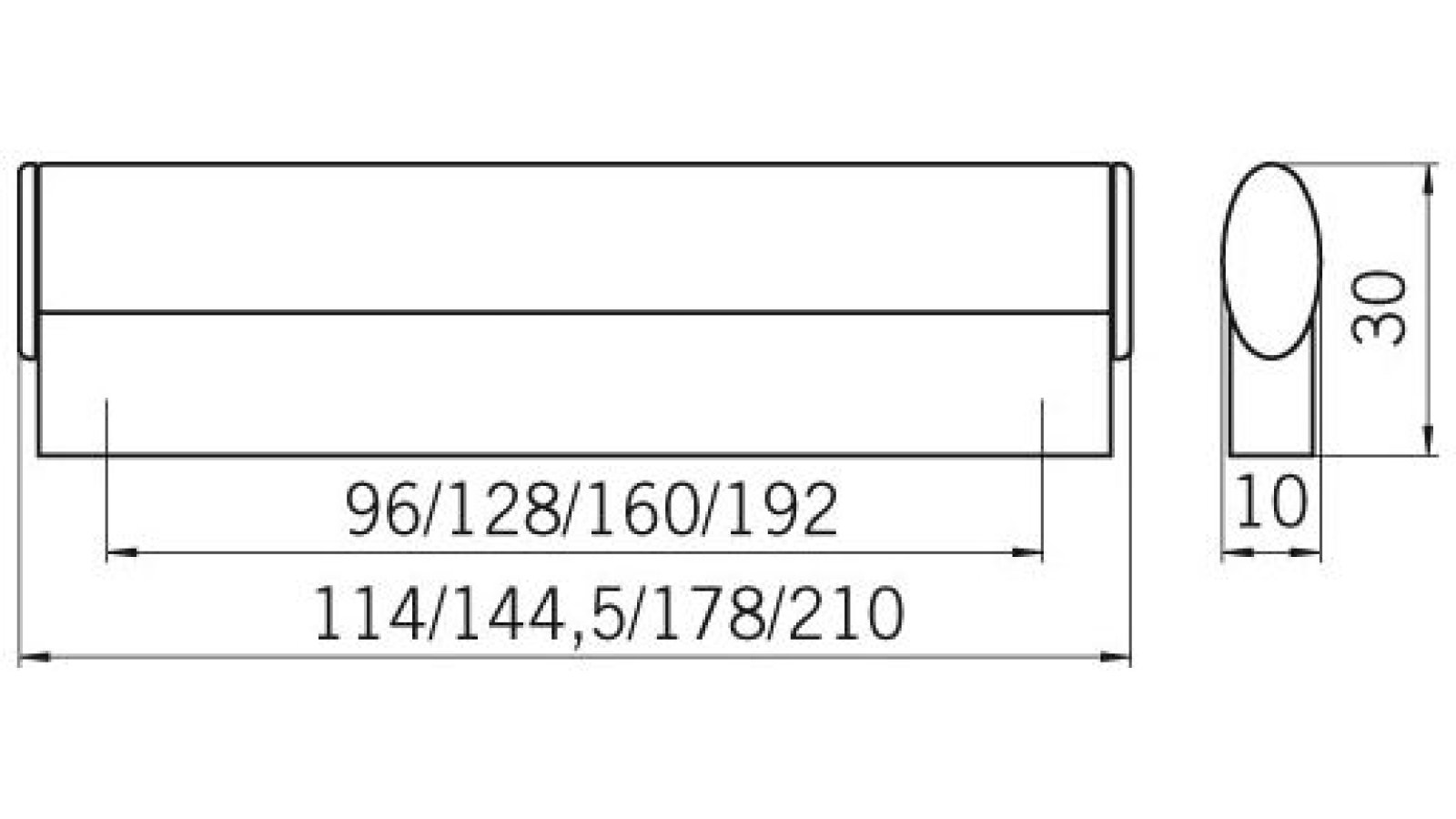 Griff Metzingen Druckguss matt vernickelt - 114 mm lang  vor weißem Hintergrund