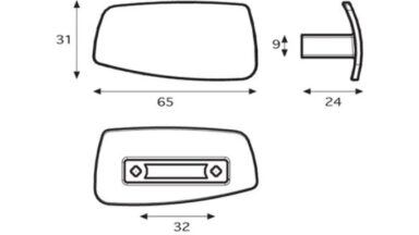 Griff Miesbach Kunststoff weiß - 65 mm lang  vor weißem Hintergrund