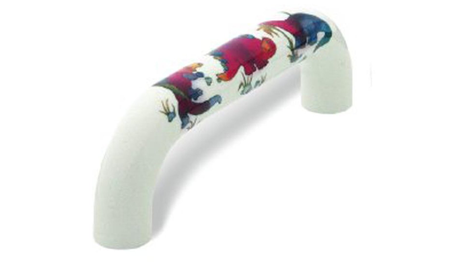 Moebelgriff-Muelheim-bunt-Kunststoff-laenge-110-410754 Griff Mülheim Kunststoff bedruckt - bunt - 110 mm lang vor weißem Hintergrund
