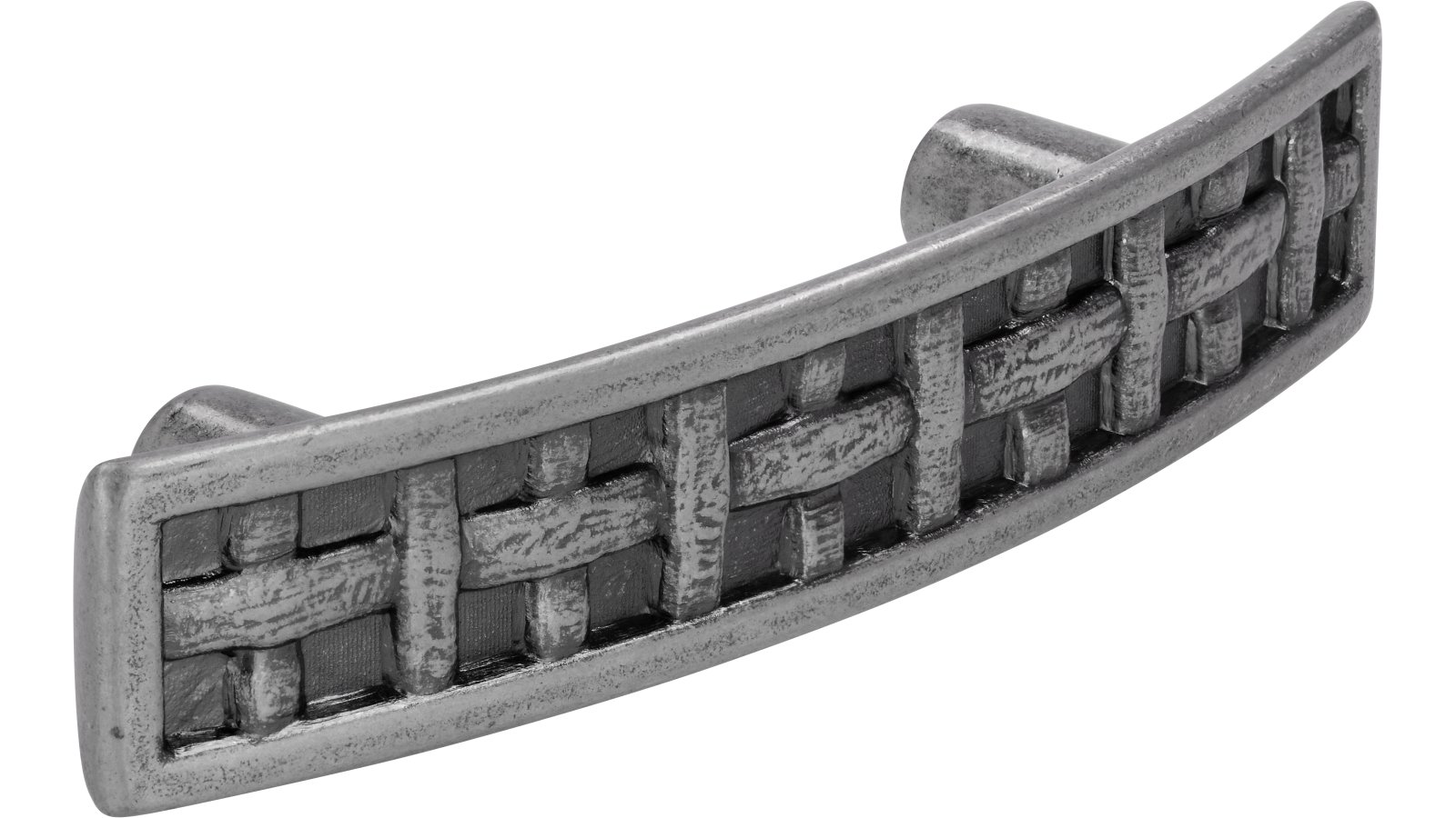 Griff Neckarsulm Druckguss altsilberfarbig - 106 mm lang  vor weißem Hintergrund
