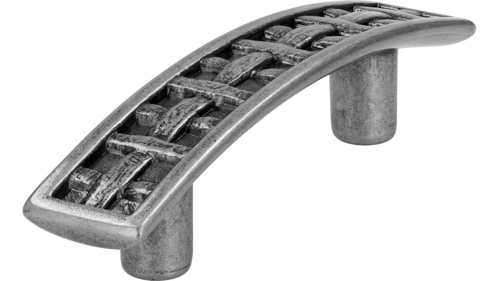 Griff Neckarsulm Druckguss altsilberfarbig - 106 mm lang  vor weißem Hintergrund