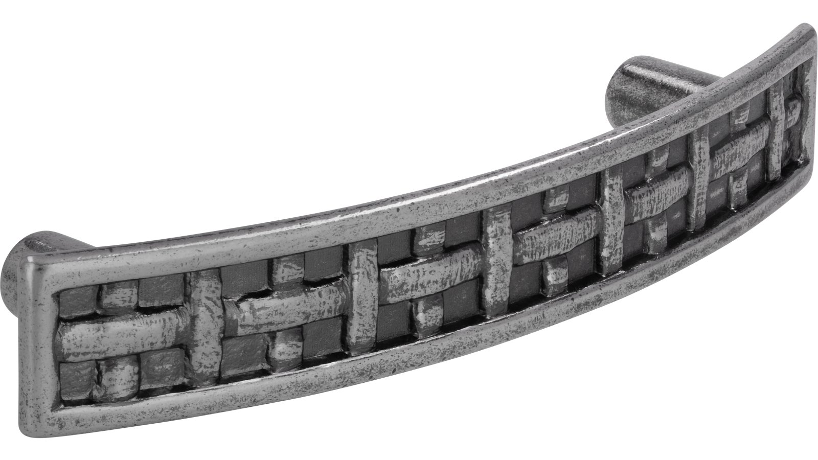 Griff Neckarsulm Druckguss altsilberfarbig - 126 mm lang  vor weißem Hintergrund