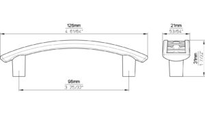 Griff Neckarsulm Druckguss altsilberfarbig - 126 mm lang  vor weißem Hintergrund