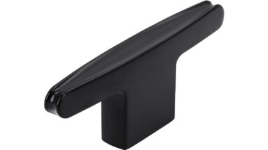 Griff Neuhof Druckguss schwarz matt pulverbeschichtet - 79 mm lang  vor weißem Hintergrund