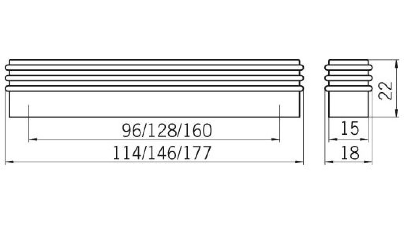 Griff Neusäß Druckguss alufarbig pulverbeschichtet - 178 mm lang  vor weißem Hintergrund