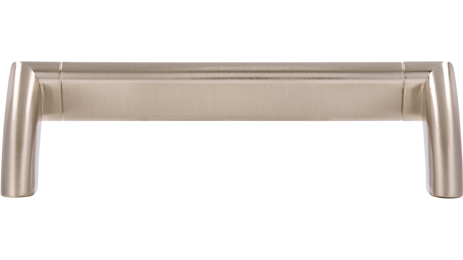 Griff Ochtrup Druckguss vernickelt feingeschliffen - 138 mm lang  vor weißem Hintergrund