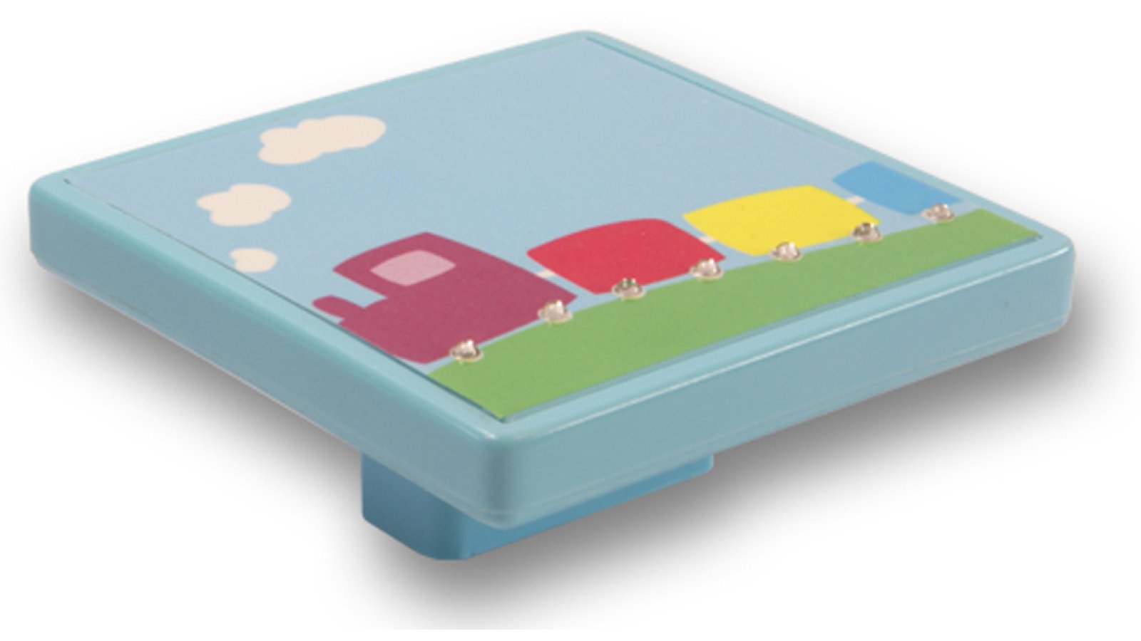 Griff Olbernhau Kunststoff bedruckt zug mit steinchen - 60 mm lang  vor weißem Hintergrund