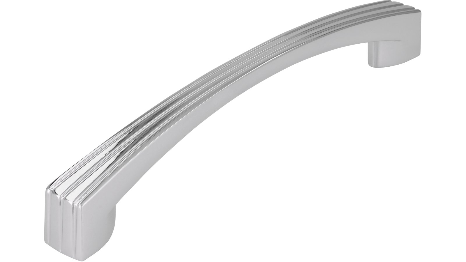 Griff Osterode Druckguss chrom glänzend - 153 mm lang  vor weißem Hintergrund
