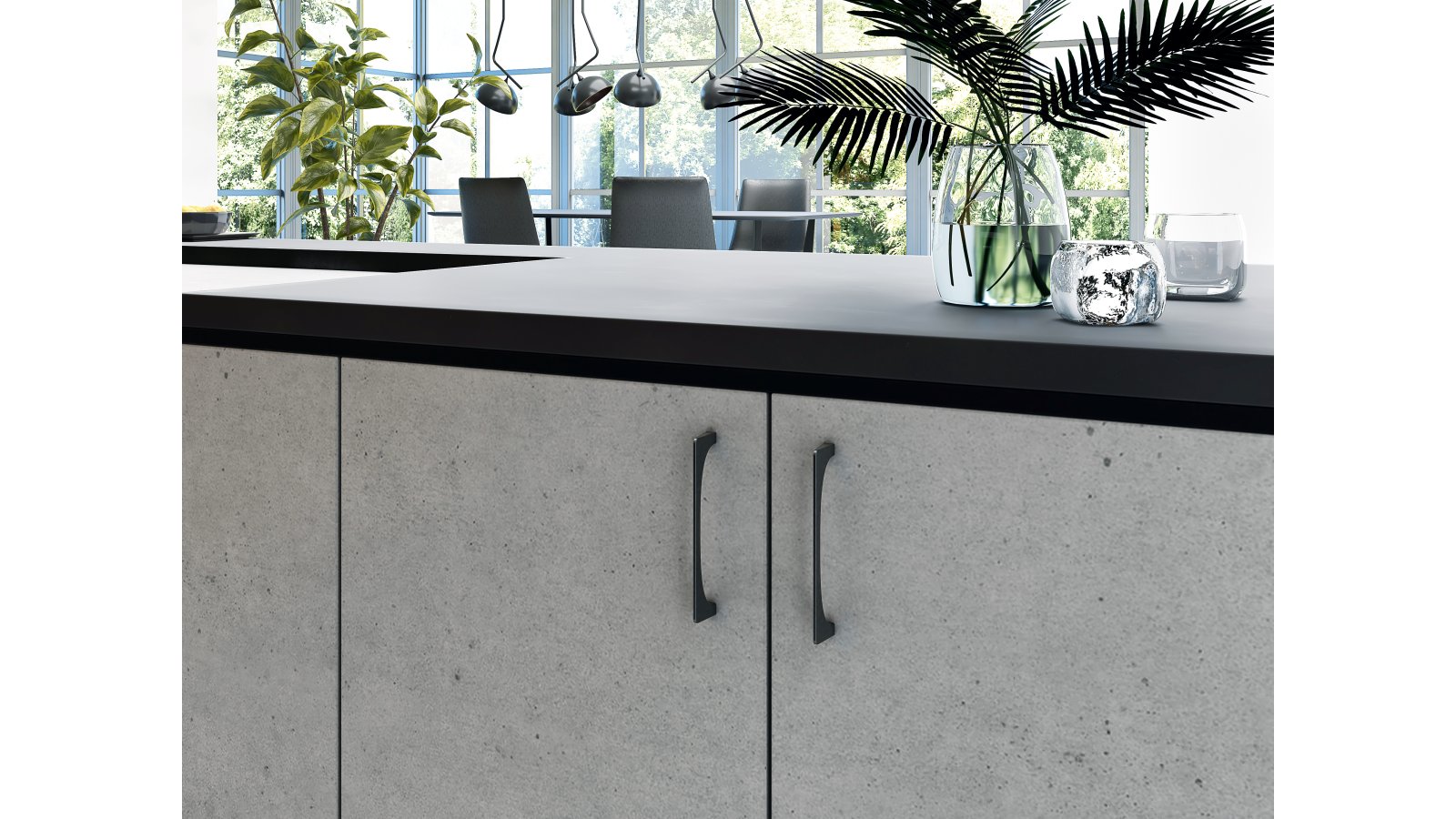 Griff Osterwieck Druckguss schwarz matt pulverbeschichtet - 170 mm lang  vor weißem Hintergrund