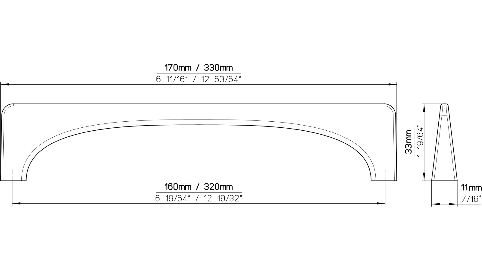 Griff Osterwieck Druckguss schwarz matt pulverbeschichtet - 170 mm lang  vor weißem Hintergrund