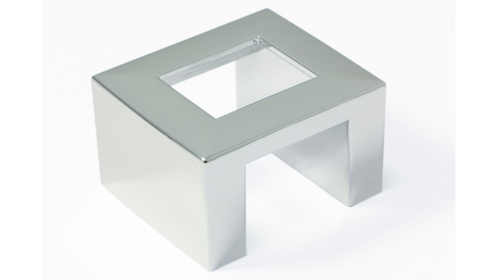 Griff Ottendorf Kunststoff metallisiert - chrom glänzend - 41 mm lang  vor weißem Hintergrund