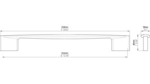 Griff Parchim Druckguss vernickelt feingeschliffen - 232 mm lang  vor weißem Hintergrund