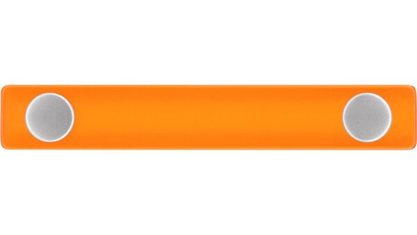 Griff Penig Kunststoff glaseffekt orange metallisiert weißaluminium - 126 mm lang  vor weißem Hintergrund