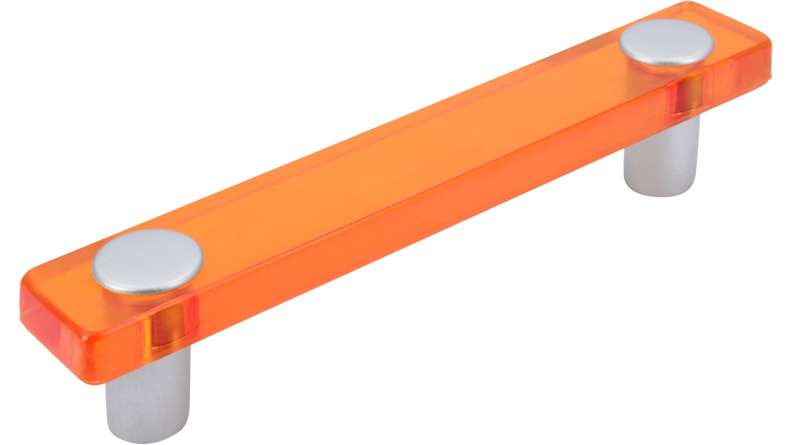 Griff Penig Kunststoff glaseffekt orange metallisiert weißaluminium - 126 mm lang  vor weißem Hintergrund