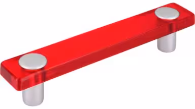 Griff Penig Kunststoff glaseffekt rot metallisiert weißaluminium - 126 mm lang  vor weißem Hintergrund