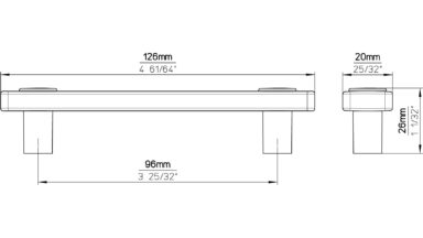 Griff Penig Kunststoff glaseffekt rot metallisiert weißaluminium - 126 mm lang  vor weißem Hintergrund