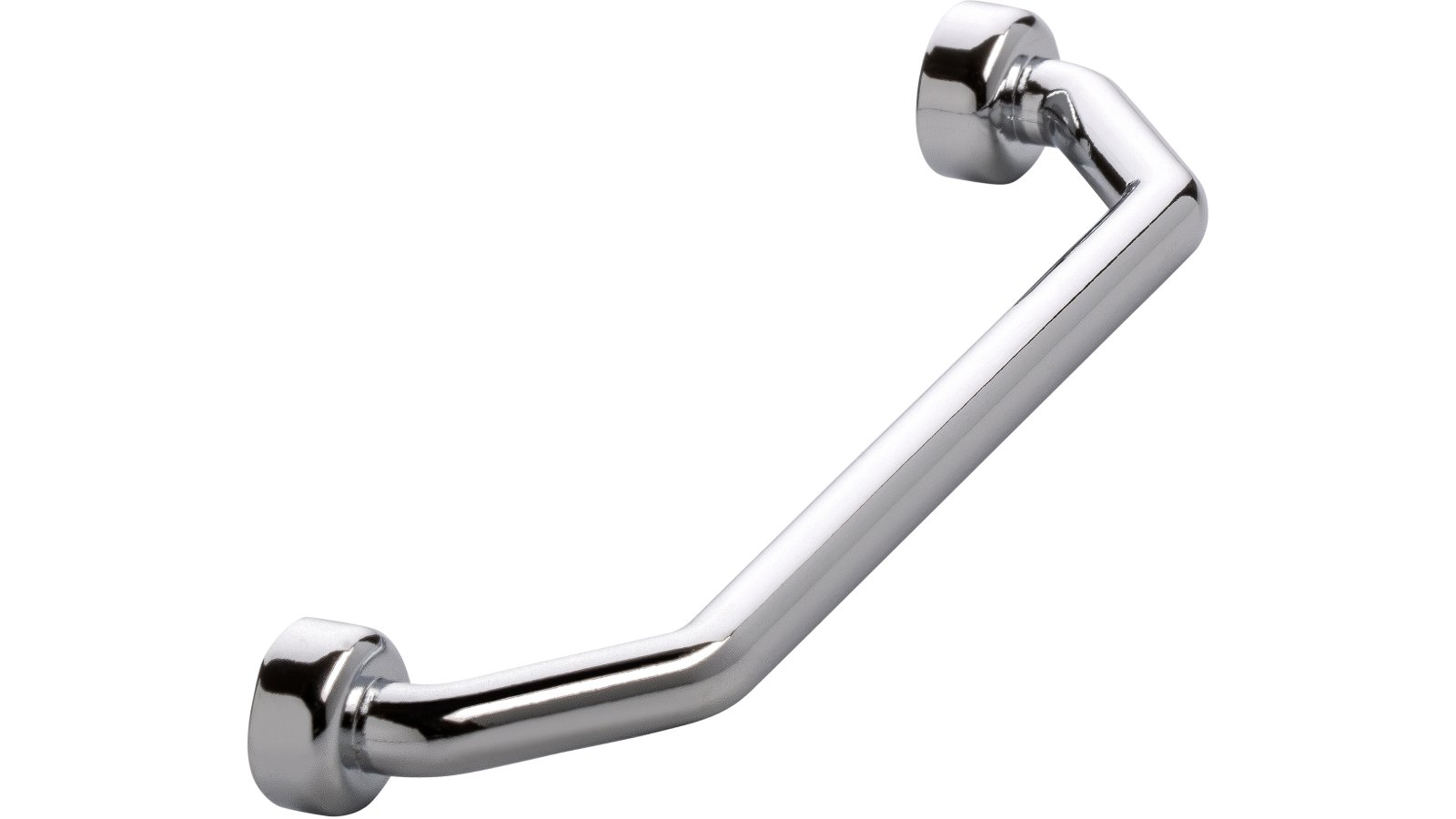 Griff Pirna Druckguss chrom glänzend - 108 mm lang  vor weißem Hintergrund