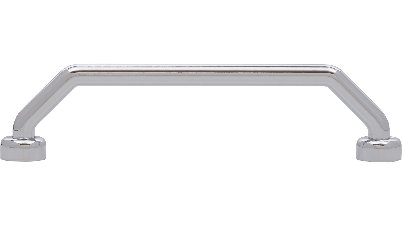 Griff Pirna Druckguss chrom glänzend - 108 mm lang  vor weißem Hintergrund