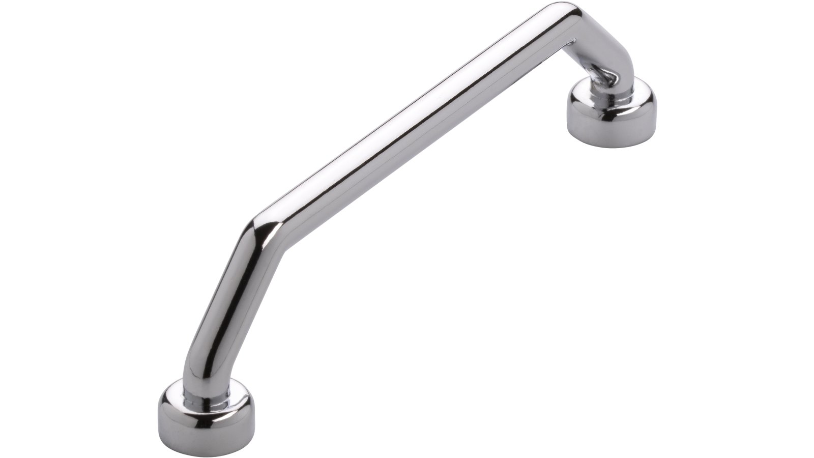 Griff Pirna Druckguss chrom glänzend - 108 mm lang  vor weißem Hintergrund