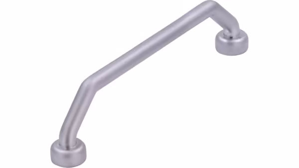 Griff Pirna Druckguss chrom matt - 108 mm lang vor weißem Hintergrund