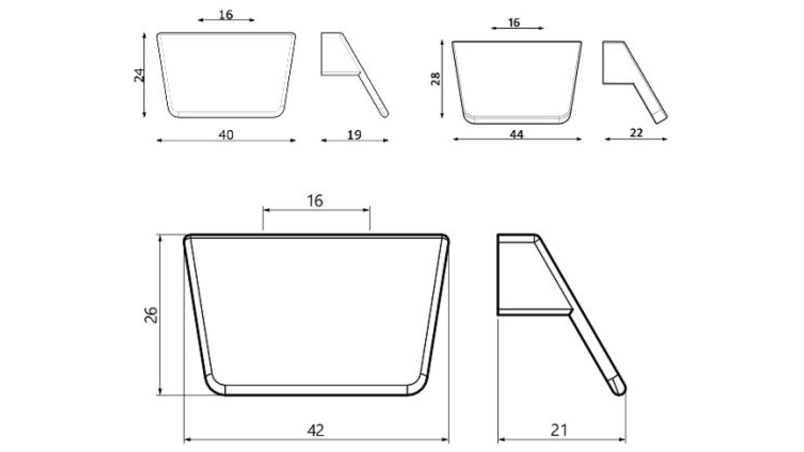 Griff Prien Lederstruktur - schwarz - 42 mm lang  vor weißem Hintergrund