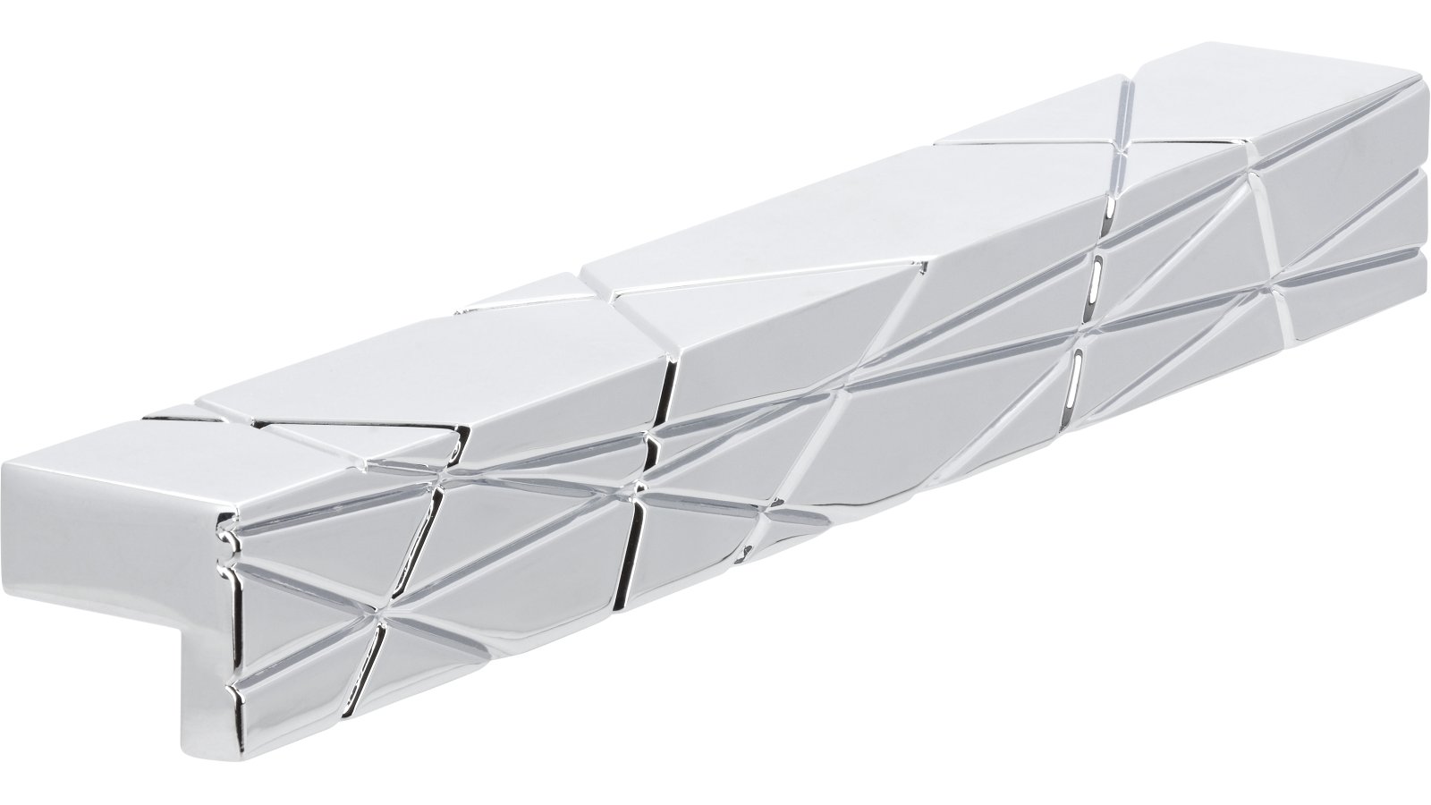 Griff Rahden Druckguss chrom glänzend - 174 mm lang  vor weißem Hintergrund