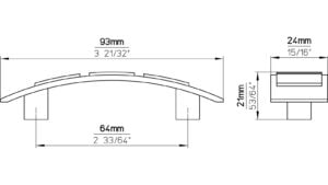 Griff Remagen Druckguss chrom glänzend - 93 mm lang  vor weißem Hintergrund