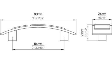 Griff Remagen Druckguss chrom glänzend - 93 mm lang  vor weißem Hintergrund